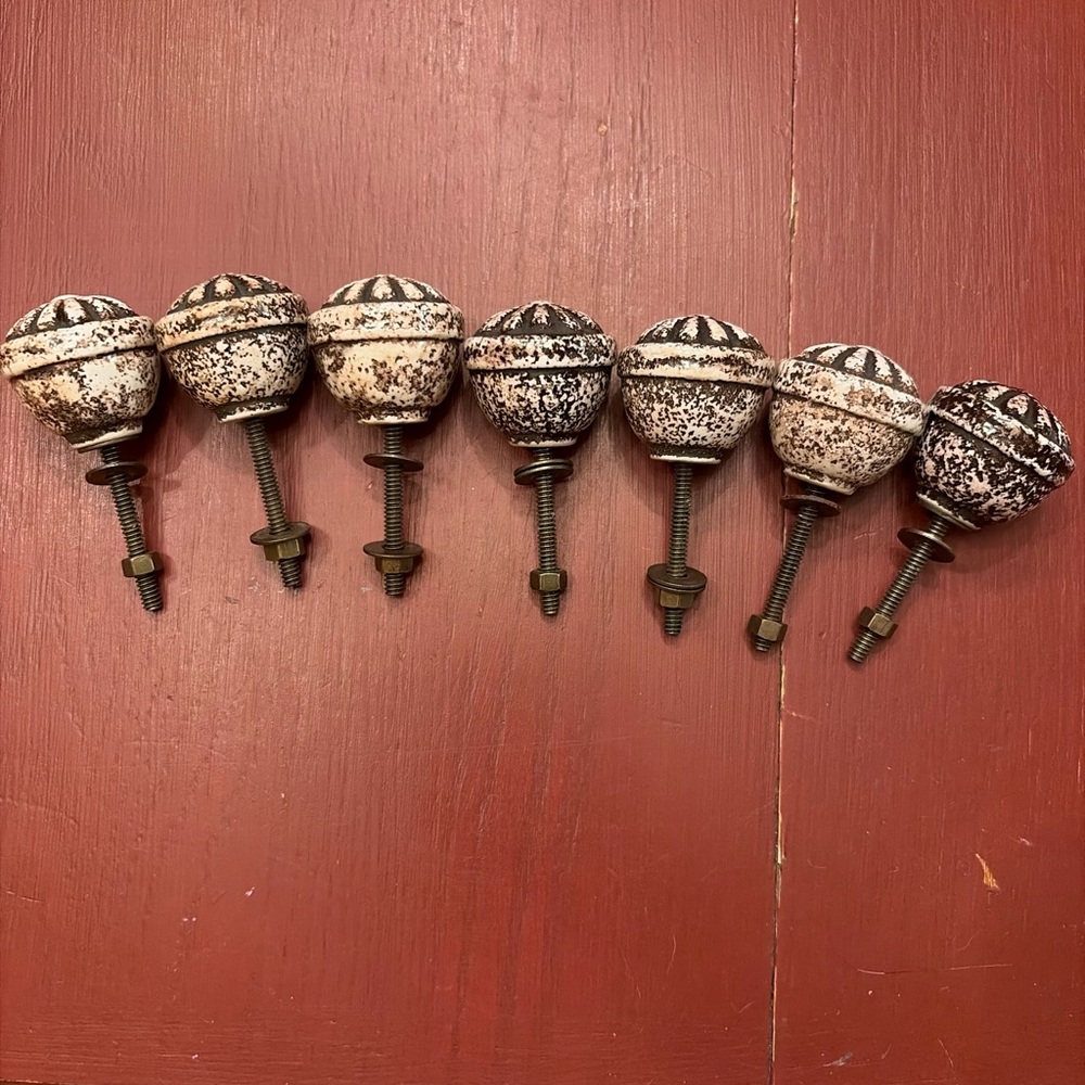 Vintage-Inspired Brown and Cream Drawer pulls or wall Hooks
